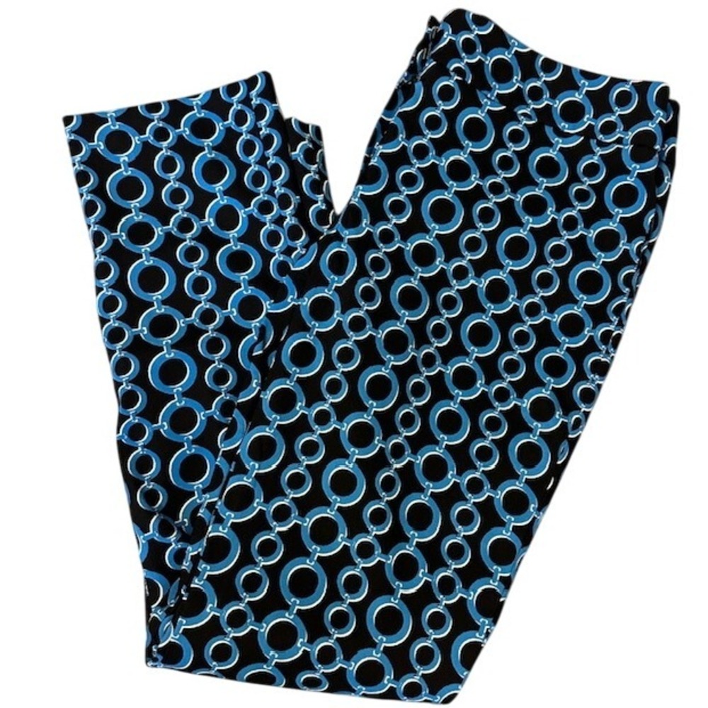 Kasper Women's Blue & Black Chain Print Pants Stretch Soft 12